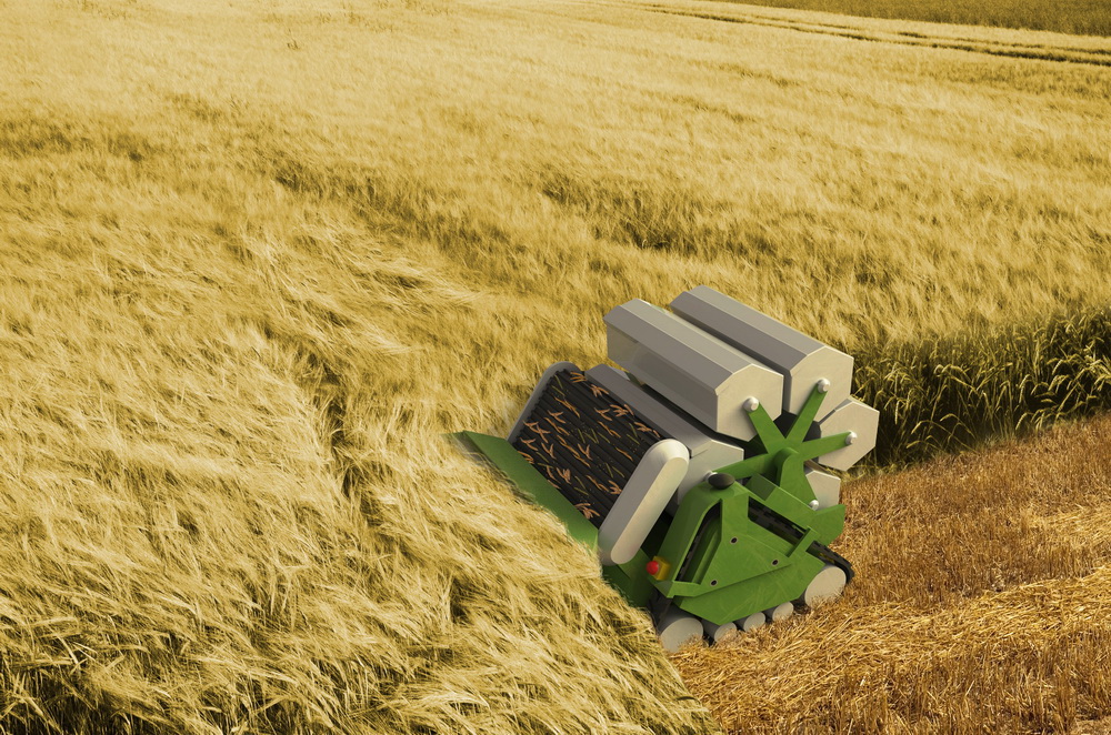 Autonomer Roboter erntet Getreide
