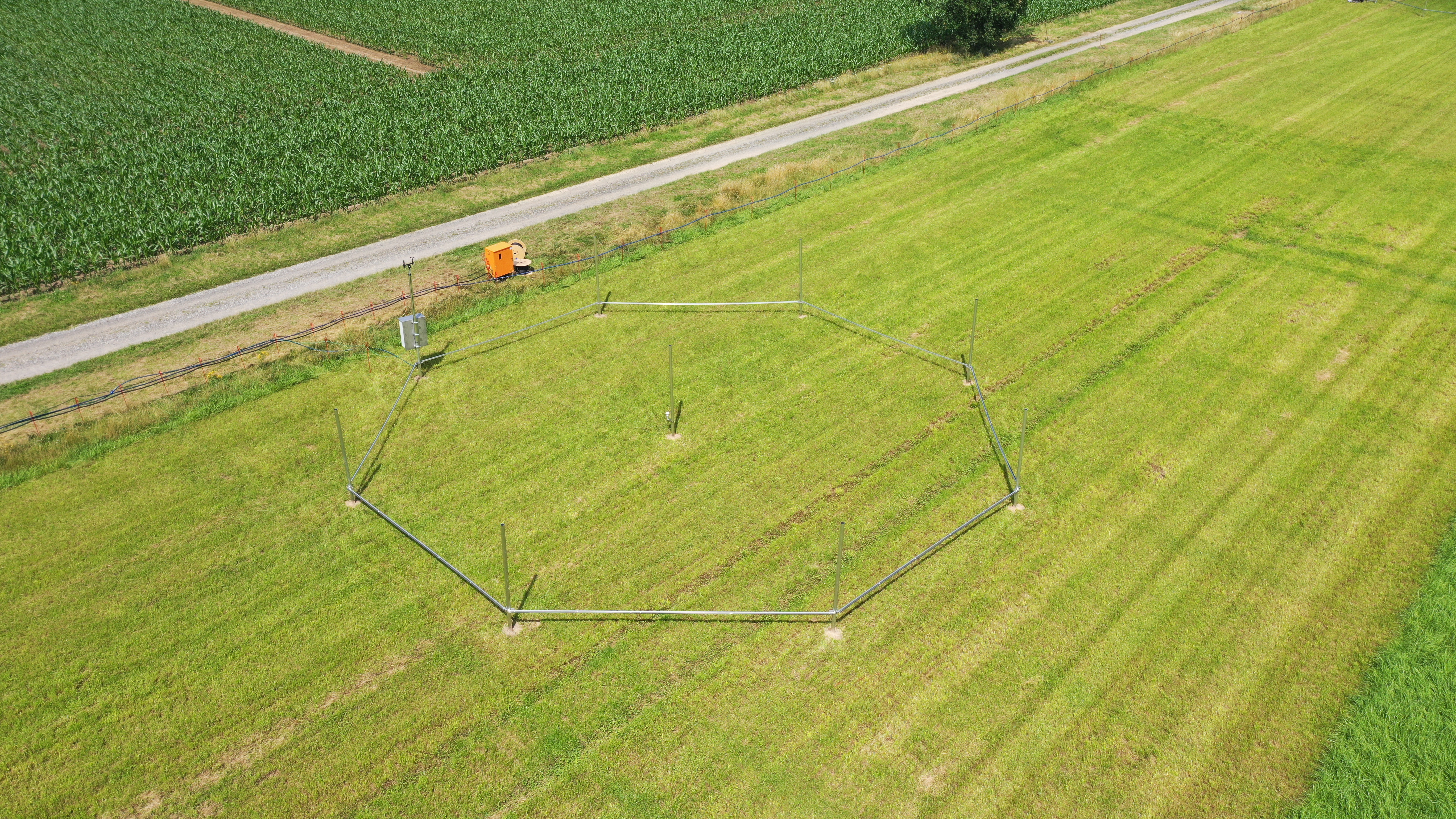 Luftaufnahme der FACE-Anlage am JKI-Institut für Pflanzenbau und Bodenkunde in Braunschweig. © L. Kottmann/JKI