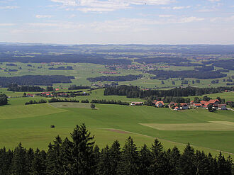 Blick auf bewirtschaftete Grünlandflächen in Bayern, in der Region Süd-Ost. © S. Hartmann/LfL