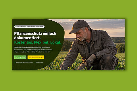 Die „DiPAgE-App“ (Screenshot) wurde vom JKI extra entwickelt, um ab 2027 geltende neue gesetzlichen Anforderungen an die elektronische Dokumentation von Pflanzenschutzmittel-Anwendungen einfach in die betriebliche Praxis übertragen. Das Kürzel steht für Digitale Pflanzenschutz-Anwendungsdaten-Erfassung. © Screenshot Julius Kühn-Institut (JKI)